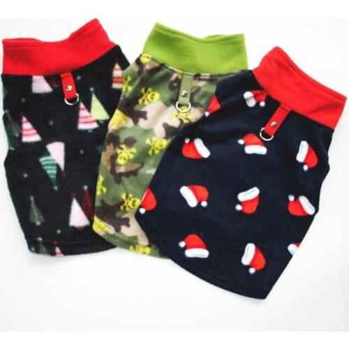 Pet Dog Clothes Soft Warm Coat Jacket Small Dog Puppy Autumn Winter Warm Vest With Christmas Hats Patterns Pet Clothing Outfit