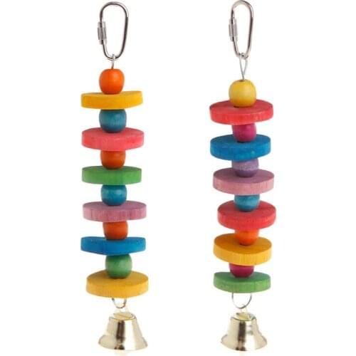 Parrot Chew Strands Bite Teeth Molar Wooden Colorful Beads Ball Bell Sound Attractive Birds Parakeet Products Funny Play Hanging