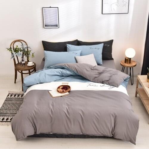 Nordic Luxury Washed Cotton 4pcs Bedding Set Pillowcase Bed Linen Sheet Queen King Size Duvet Cover Sets Quilt Covers for Adult
