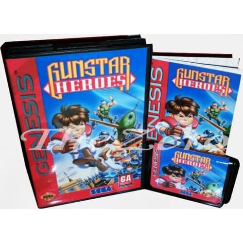 Memory Card Gunstar Heroes With Box and Manual Book for 16 bit Sega Megadrive Video Game Card MD for Genesis mortal