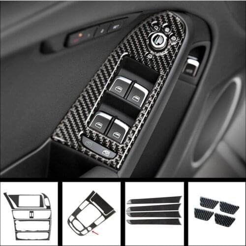 Car Styling Carbon Fiber Console Navigation Frame CD Panel Trim For Audi A4 B8 Interior Gear Shift Decoration Cover Stickers