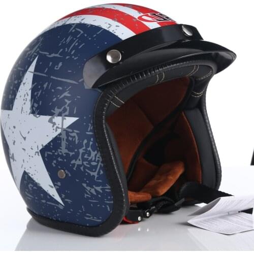 BLD Vintage Classic Open Helmet Motorcycle Open Face Helmet Retro 3/4 Helmet DOT Certified Cruise Casco Casque Moto for Men