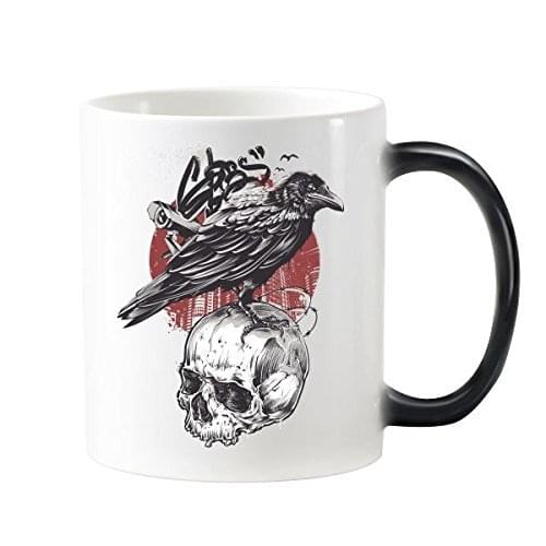 Crow Indian Flamen Priest Totem Tattoo Pattern Heat Sensitive Changing Color Mug Milk With Handles 350 ml