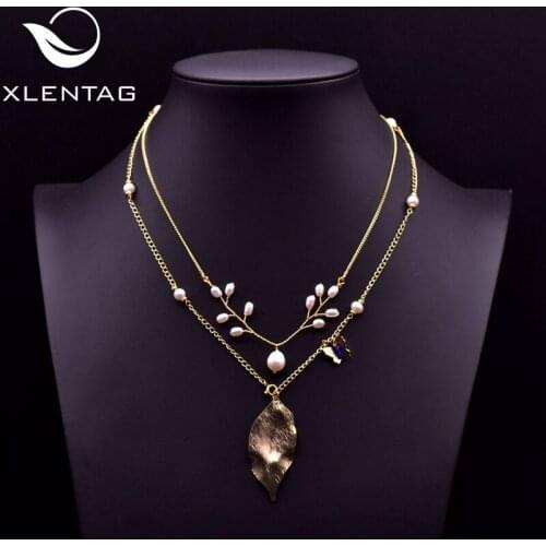 XlentAg Luxury Custom Natural Elements Pendant Chain Necklaces For Women Leaf Tree Wedding Party Love Gift Luxury Jewerly GN0205
