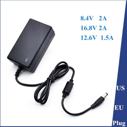 16.8V 2A 12.6V 1.5A 8.4V 2A 18650 Lithium Battery Charger DC 5.5MM*2.1MM 110-220V Lithium Li-ion Battery Wall Charger