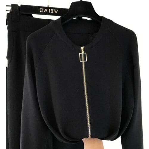 Women Knitted 3 Piece Set Casual Tracksuit Knitted Vest+Knitted coat+Pants Outfits Trousers Sets 2021Fall two piece set women