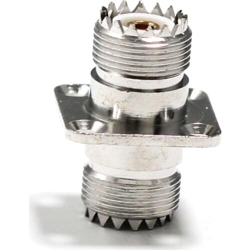 1PC UHF Female Jack to UHF SO239 RF Coax Adapter convertor 4-hole panel mount Flange Nickelplated NEW wholesale