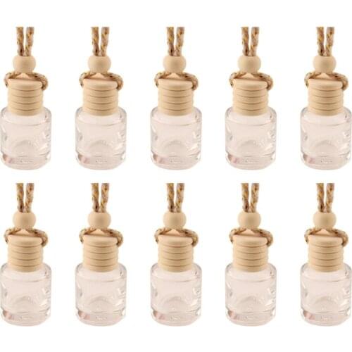 10Pcs Car Hanging Glass Bottle Empty Perfume Aromatherapy Refillable Diffuser Air Fresher Fragrance Pendant Ornament M17D