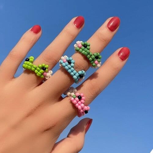 2021 Vintage Frog MIYUKI Rings Bohemia Handmade Colorful Beads Ring for Women Men Friendship Ring Jewelry Gift