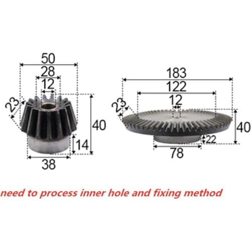 4:1 bevel gear 3modulus 15teeth with 60teeth inner hole12mm 90 degree drive reverse steel gear steel gear