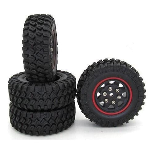 4PCS 49X18mm Beadlock Wheel Rims Tires Tyre Set for Axial SCX24 90081 1/24 RC Crawler Car Upgrade Parts Accessories