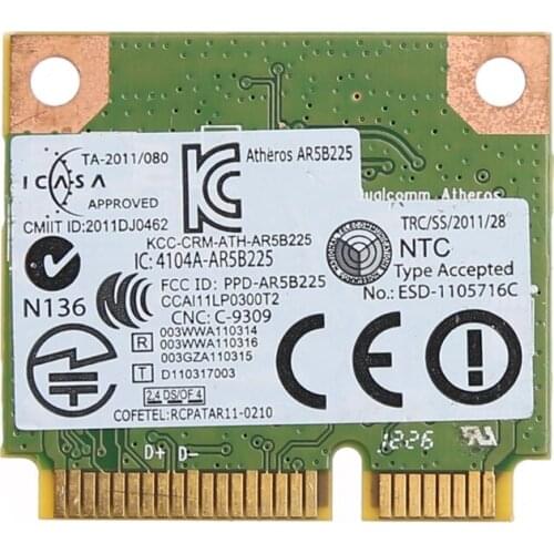 Bluetooth V4.0 Wifi Wireless Mini PCI-Express Card For Atheros AR5B225 DELL DW1703 CN-0FXP0D