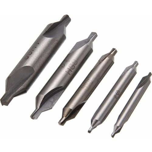 5pcs/set HSS Combined Center Drills 60 Degree Countersink Drill Bits Hole Drilling Hole Cutter 1.5mm 2.0mm 2.5mm 3mm 4mm