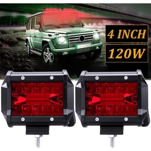 New Develop 2PCS 4 Inch Red LED Work Light Bar Flood Spot Driving Fog Lamp Offroad Truck Boat Wholesale Quick delivery CSV