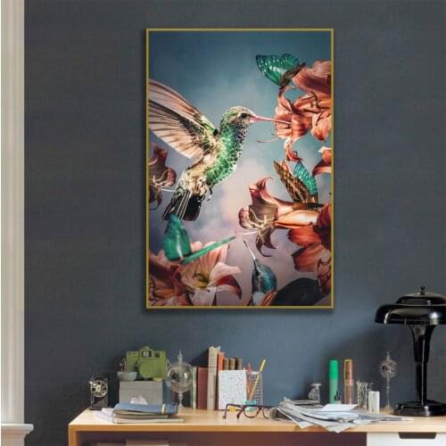 African wild Rhino Animal Poster Nordic style Eagle Hummingbird Paintings for home Light luxury Canvas Painting wall art