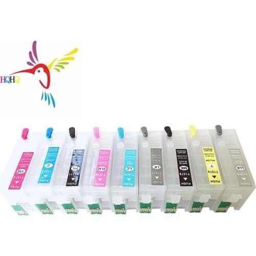 Refillable Ink Cartridge T7611-T7619 9pcs/Set 80ml Bigger Volume with Permanent Chip for Epson P608 Printer Refill Ink Cartridge