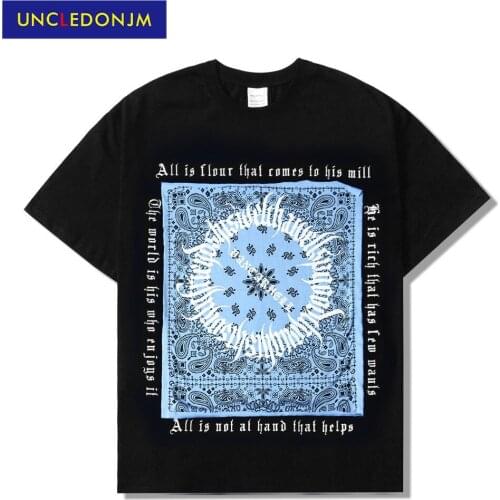 Cashew flower graphic t shirts HIP HOP mens clothing streetwear oversized t shirt graphic Cotton Tops Tees VAN-6847