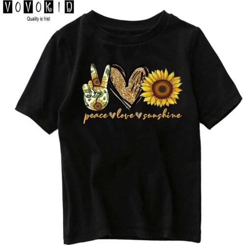 Sweet Girls Peace Love Sunshine Streetwear T-shirt Little Girl Boy Cute Cartoon Chlidren Summer Top Baby T Shirt Cartoon Shirt