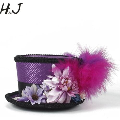 Fashion Women Flower Fascinator Mini Top Hat Hair Lady Clip Gothic Gear Wings Clock Butterfly Decoration Headwear Hair Accesso