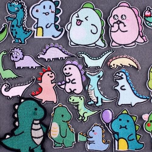 Cartoon Dinosaur Patch Iron On Patches For Clothing DIY Cute Things Clothes Patches Embroidered Patches On Clothes Stripes Decor