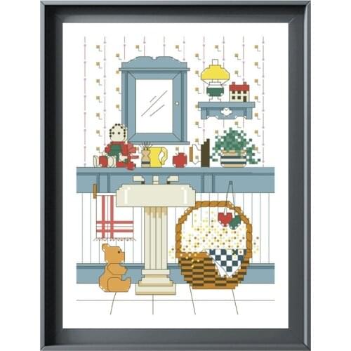 Country bath cross stitch kit aida fabric 18ct 14ct 11ct unprint canvas cotton thread cross-stitch embroidery set