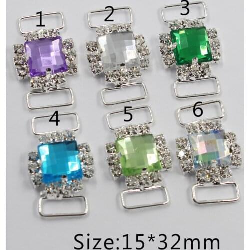 New 10pc Color Crystal Rhinestone Bikini Connectors Buckle Metal BrassChain Swimsuit Decorative Trinket Backpack Buckles
