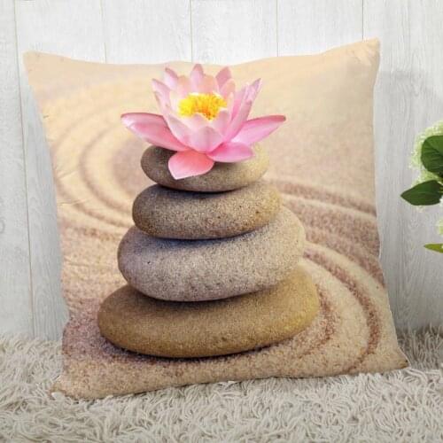 Wholesale 45*45 Pillow Case Zen Stone Print For Wedding Pillow Cover Flowers Pillowcases