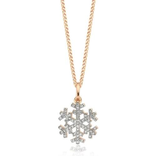 Valori Jewels Snowflake, Zirconia White Gemstone, Rose Gold Plated, Sterling Silver Charm Necklace