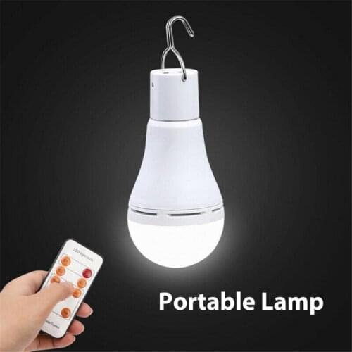 Portable Solar Lamp Household Remote Control Charging Lighting Bulb Waterproof Outdoor Emergency Light Camping Tent Hanging Lamp