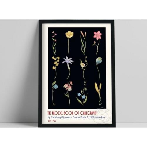 Flower Blossom Poster, Floral Wall Art, The Model Book Of Calligraphy Illustration Painting, Floral Art Plant Library Wall Decor