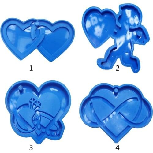 DIY Crafts Pendant Epoxy Resin Mold Love Heart Keychain Casting Silicone Mould D0JD