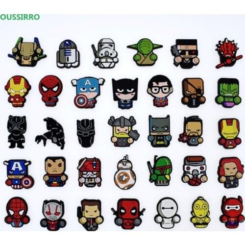 1Pcs PVC Super Hero Avenger Shoe Charms Shoe accessories Shoe decoration Shoe Buckles Accessories Fit Wristband/Croc JIBZ W2747