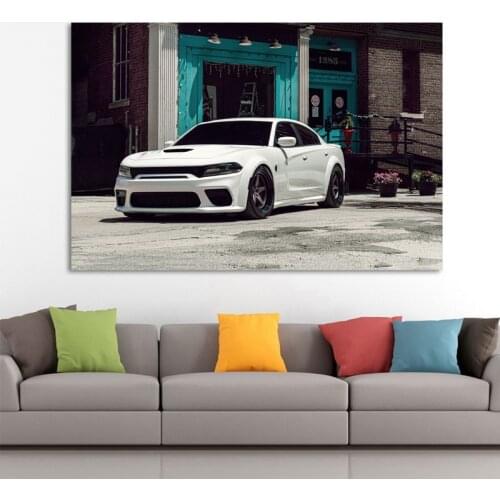 Dodges Hellcat White Vehicle Muscle Cars Posters Canvas Printed Wall Art For Home Decor Living Room Decorations