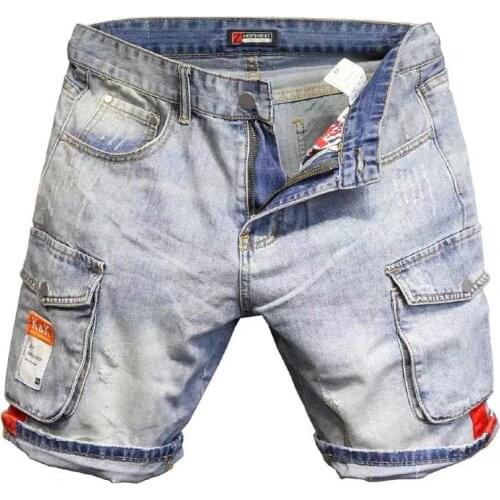 Discounts 2021new summer knee length mens slim joker breeches mens shorts elastic overalls Bull-puncher knickers denim shorts