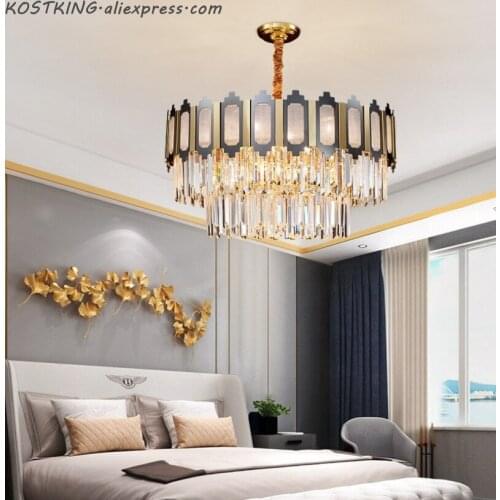 Retro LED crystal chandelier modern living room decoration lamp luxury designer mixed color luster lighting