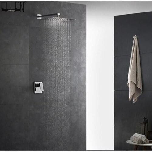 Vidric Wall Shower Set Square Shower Head in Wall Shower Faucet Rain Shower Set Chrome 8" 10" 12" ELK067