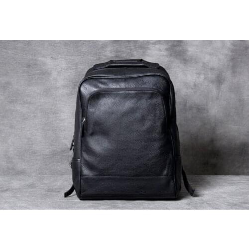 Vintage Oxhide Top Layer Cow Leather Shoulder Bag Handmade Head Leather Backpack Cowhide Mens Computer Bag