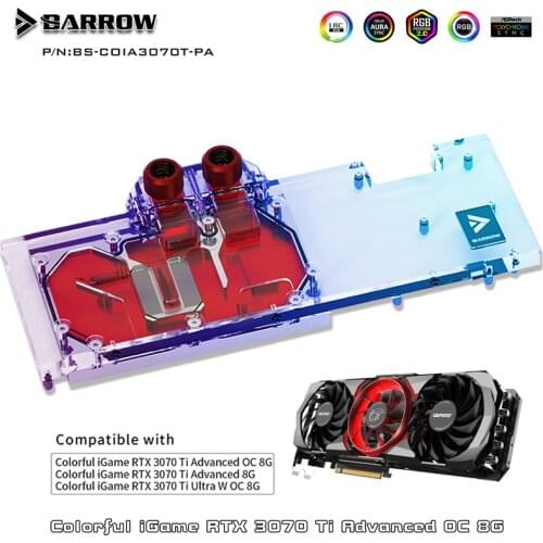 Barrow GPU Water Block For Colorful iGame RTX 3070 TI Advanced OC / Ultra W OC 8G Full Cover Graphics Card BS-COIA3070T-PA