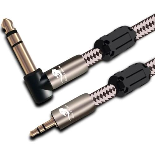 High Premium Stereo Straight 3.5mm to 6.35mm Angle Male TRS Aux Audio Cable For Microphone Speaker Amplifier Mixing Console