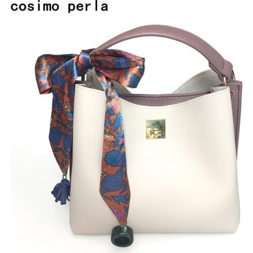 Summer Fashion Hit Color Bucket Bags for Women PU Leather Yellow Silk Handbags Simple Ladies Crossbody Bags