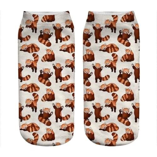Womens socks kawaii little Red Panda Pattern Printed Socks Woman harajuku Happy Funny Novelty cute girl gift Socks for women