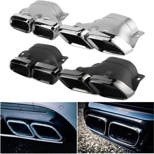 1 Pair Quad Exhaust Tips Tail Throat 4 Outlets Fit for Mercedes-AMG C63/S W205 S205 C205 A205 Facelift 2019+ 304 Stainless Steel