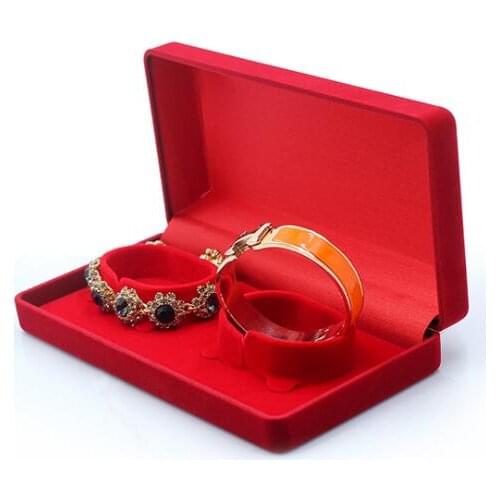 30pcs/lot Superior Red Velvet Double Bracelet Box Bangle Anklet Storage Case Wedding Jewelry Packaging Gift Boxes Flannel