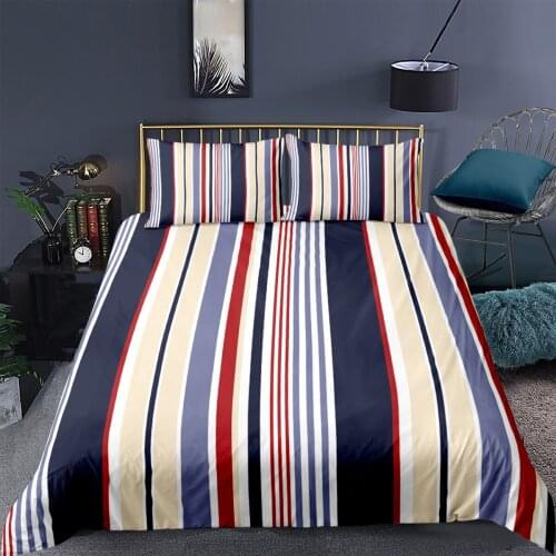 3D Stripe Printed Quilt Cover Duvet Cover Pillowcase Geometry Bedding Set 2/3 Pcs Single Twin Queen King Size Home Textiles