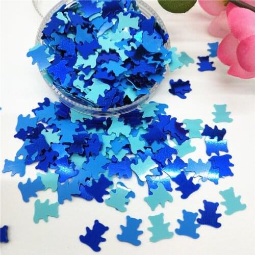 50g Cute Bear Sequins 7mm PVC Flat Paillette Art Crafts Decoration Christmas Festival Confetti Mix Blue Sequin