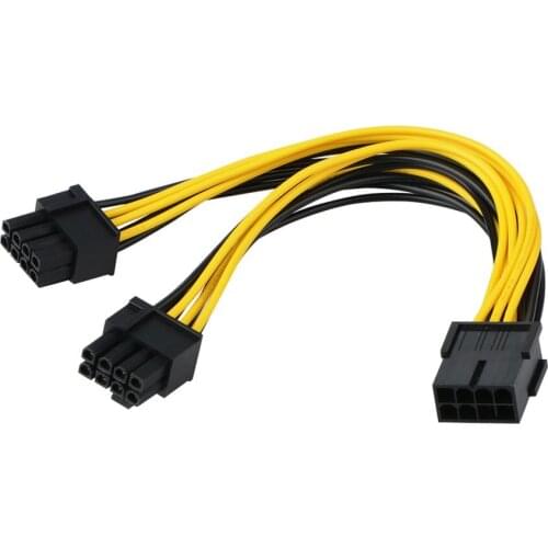 8 Pin Female Adapter Dual Port 8P 6 + 2 Position Male Connector GPU Graphics Video Card Power Extension Cable