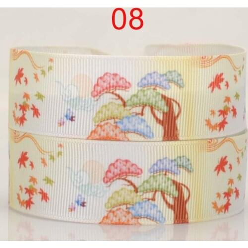 Free shipping 10 yards 7/8 " 22mm tree pattern printed grosgrain tape ribbon DIY decoration