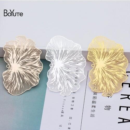 BoYuTe (10 Pieces/Lot) Metal Brass 47*80MM Filigree Lotus Leaf Pendant Diy Hand Made Pendant Jewelry Accessories