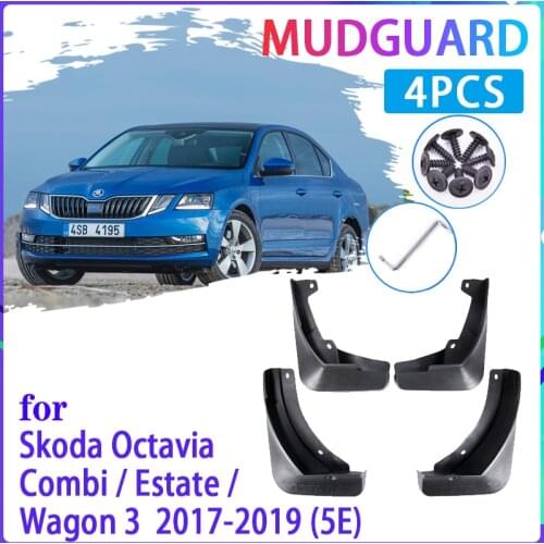 Car Mud Flaps for Skoda Octavia 3 Combi Wagon Estate MK3 A7 5E 2017~2019 Mudguard Splash Guards Fender Mudflaps Auto Accessories