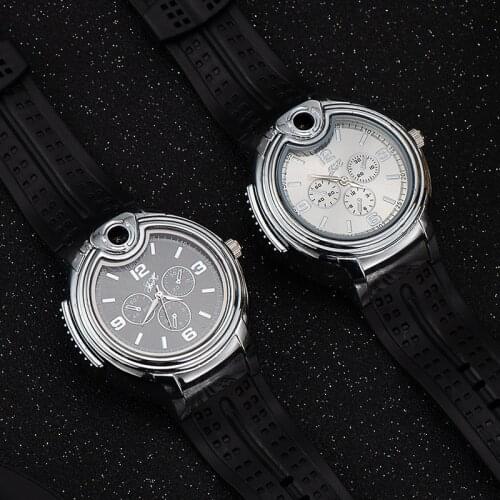 Watch Watch Style Metal Open Flame Lighter Creative Mens Sports Open Flame Watch Lighter Gadgets for Men Technology Men Gifts
